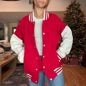 PLT Red and White Varsity Jacket